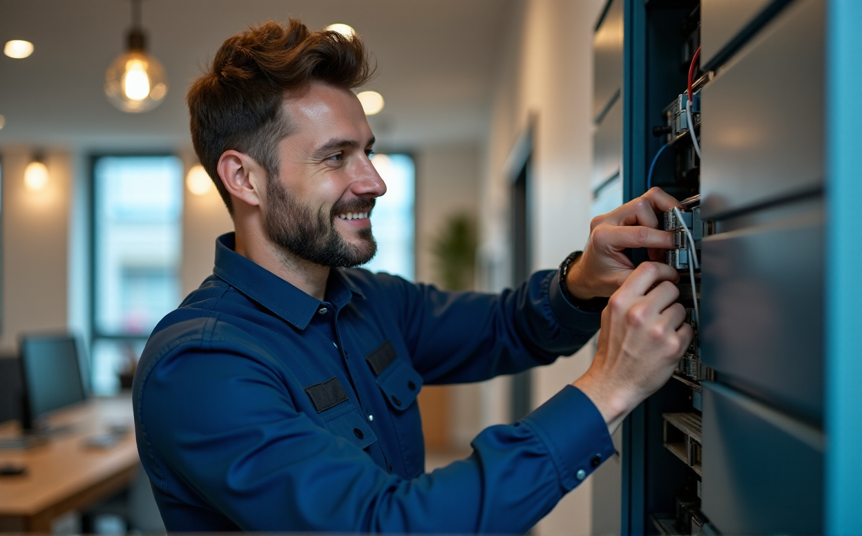 Electrician repairing electrical system